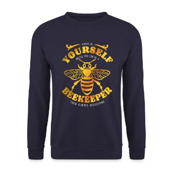 Always be yourself - beekeeper - bee - saying - Unisex Sweatshirt - navy - Front - Alina (178cm) & Michal (187cm)