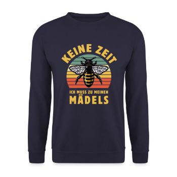 Bienenflüsterer - Biene - Imker Honig keine Zeit - Unisex Pullover - Navy - Vorne - Alina (178cm) & Michal (187cm)