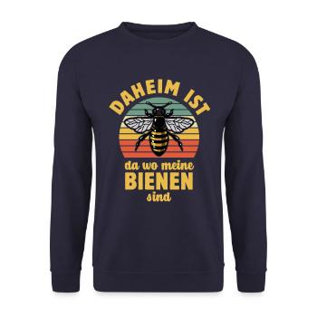 Bienenflüsterer - Biene - Imker- Honig - Unisex Pullover - Navy - Vorne - Alina (178cm) & Michal (187cm)