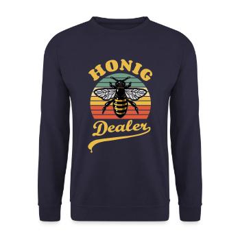 Bienenflüsterer - Biene - Imker- Honig Dealer - Unisex Pullover - Navy - Vorne - Alina (178cm) & Michal (187cm)