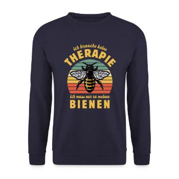 Bienenflüsterer - Biene - Imker- Therapie - Unisex Pullover - Navy - Vorne - Alina (178cm) & Michal (187cm)