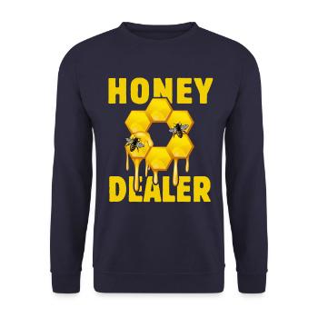 Honey Dealer - Bee Whisperer - Bee - Beekeeper - Unisex Sweatshirt - navy - Front - Alina (178cm) & Michal (187cm)