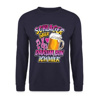 Schlager & Bier - darum bin ich hier - Musik - Unisex Pullover - Navy - Vorne - Alina (178cm) & Michal (187cm)