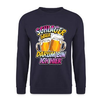 Schlager & Bier - darum bin ich hier - Musik - Unisex Pullover - Navy - Vorne - Alina (178cm) & Michal (187cm)