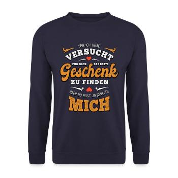 Das beste Geschenk für dich - Opa - Spruch - Unisex Pullover - Navy - Vorne - Alina (178cm) & Michal (187cm)
