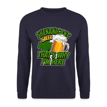 Manigances et bière - C’est pourquoi je suis ici - Dire - Sweat-shirt Unisexe - marine - Devant - Alina (178cm) & Michal (187cm)