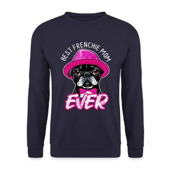 Frech Bulldog, Best Frenchie Mom Ever - Lustig - Unisex Pullover - Navy - Vorne - Alina (178cm) & Michal (187cm)
