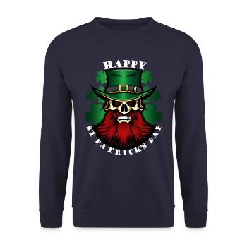 Bonne Saint-Patrick - Leprechaun - Shamrock - Sweat-shirt Unisexe - marine - Devant - Alina (178cm) & Michal (187cm)