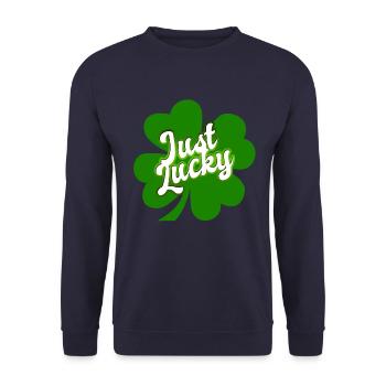 St Patricks Day - Just Lucky - Shamrock - Unisex Pullover - Navy - Vorne - Alina (178cm) & Michal (187cm)
