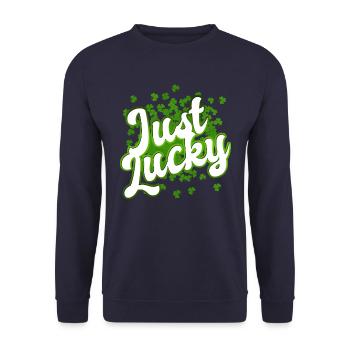 St Patricks Day - Just Lucky - Shamrock - Unisex Pullover - Navy - Vorne - Alina (178cm) & Michal (187cm)