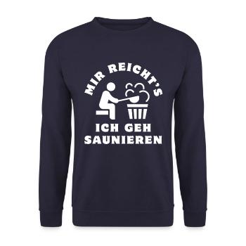 Mir reicht's ich geh saunieren - Unisex Pullover - Navy - Vorne - Alina (178cm) & Michal (187cm)