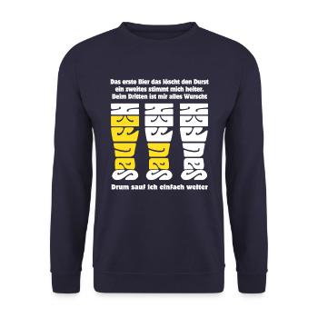 Durst - Bier trinken - saufen - Gedicht - Unisex Pullover - Navy - Vorne - Alina (178cm) & Michal (187cm)