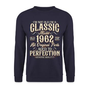 1962 Vintage Born Vintage Birthday Gift - Unisex Sweatshirt - navy - Front - Alina (178cm) & Michal (187cm)
