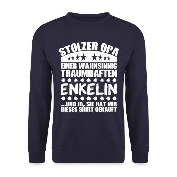 Traumhafte Enkelin (Opa) - Unisex Pullover - Navy - Vorne - Alina (178cm) & Michal (187cm)