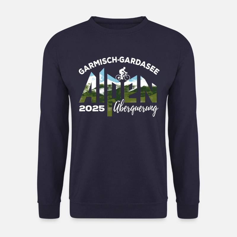 Alpenüberquerung 2025, Garmisch Gardasee, Rad - Unisex Pullover - Navy