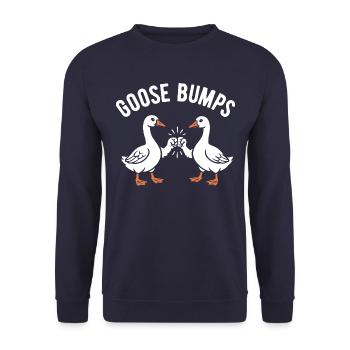 Goose bumps - Geese with Fistbump - Word Game - Unisex Sweatshirt - navy - Front - Alina (178cm) & Michal (187cm)