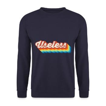 Useless Spassiger Sarkasmus Provokantes Geschenk - Unisex Pullover - Navy - Vorne - Alina (178cm) & Michal (187cm)
