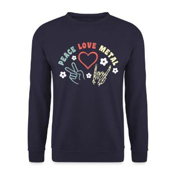 Peace Love Metal - Heavy Metal Musique - Sweat-shirt Unisexe - marine - Devant - Alina (178cm) & Michal (187cm)