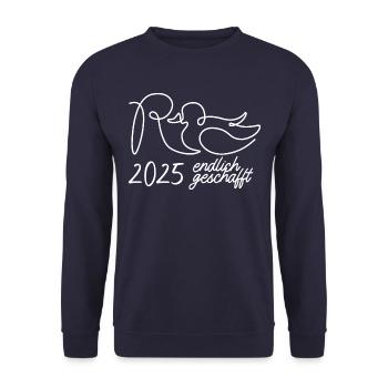 Rente Ente 2025 - Ruhestand - Rentnerin - Unisex Pullover - Navy - Vorne - Alina (178cm) & Michal (187cm)
