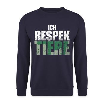Ich Respektiere Tiere Tierschutz Nashorn Jagd - Unisex Pullover - Navy - Vorne - Alina (178cm) & Michal (187cm)