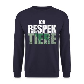 Ich Respektiere Tiere Tierschutz Hirsch Jagd - Unisex Pullover - Navy - Vorne - Alina (178cm) & Michal (187cm)