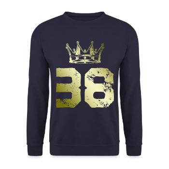 38 Number crown - Unisex Sweatshirt - navy - Front - Alina (178cm) & Michal (187cm)