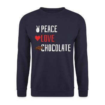 Peace Love Chocolate - Heart - Unisex Sweatshirt - navy - Front - Alina (178cm) & Michal (187cm)