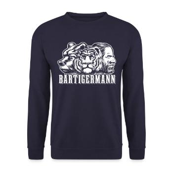 Bärtiger Mann, Bär Tiger Mann, Vater, Papa - Unisex Pullover - Navy - Vorne - Alina (178cm) & Michal (187cm)