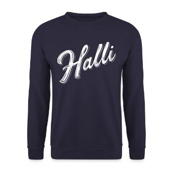 Halli & Galli Partnerlook Party outfit - Halli - Unisex Pullover - Navy - Vorne - Alina (178cm) & Michal (187cm)