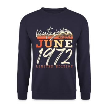 June 1972 Vintage Birthday Gift - Unisex Sweatshirt - navy - Front - Alina (178cm) & Michal (187cm)