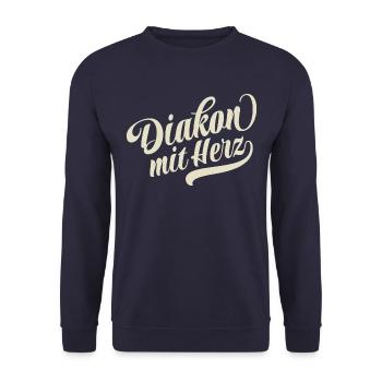 Diakon mit Herz - Motivation und Erfolg - Unisex Pullover - Navy - Vorne - Alina (178cm) & Michal (187cm)