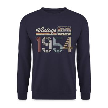 Limited Edition Vintage 1954 Geburtstag Geschenk - Unisex Pullover - Navy - Vorne - Alina (178cm) & Michal (187cm)
