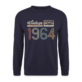 Limited Edition Vintage 1964 Geburtstag Geschenk - Unisex Pullover - Navy - Vorne - Alina (178cm) & Michal (187cm)