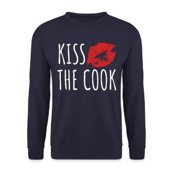 Kiss the cook - kochen - Spruch - Unisex Sweatshirt - navy - Front - Alina (178cm) & Michal (187cm)