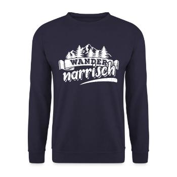 Wander narrisch Wandern Berge Natur Geschenk - Unisex Pullover - Navy - Vorne - Alina (178cm) & Michal (187cm)