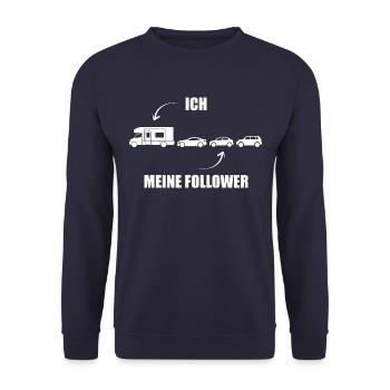 Ich und meine Follower - Wohnmobil - Stau - Unisex Pullover - Navy - Vorne - Alina (178cm) & Michal (187cm)