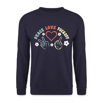 Peace Love Fuckoff - Unisex Sweatshirt - navy - Front - Alina (178cm) & Michal (187cm)