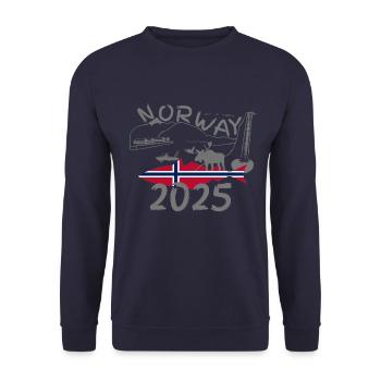 Norway 2025 Pollock with Mountains and Moose Fishing - Unisex Sweatshirt - navy - Front - Alina (178cm) & Michal (187cm)