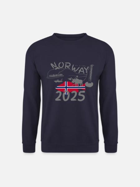 Norwegen 2025 Rotbarsch mit Bergen und Elch Angeln - Unisex Pullover - Navy