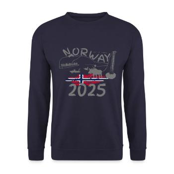 Norway 2025 Herring with Mountains and Moose Fishing - Unisex Sweatshirt - navy - Front - Alina (178cm) & Michal (187cm)