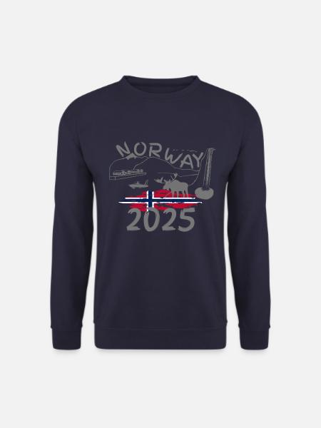 Norwegen 2025 Makrelen mit Bergen und Elch Angeln - Unisex Pullover - Navy