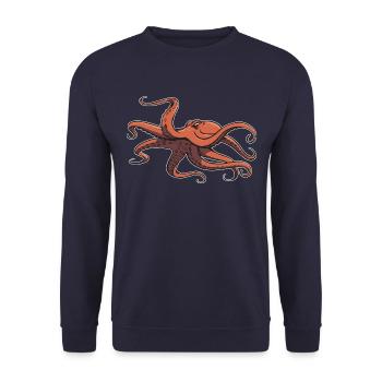 I like octopus - eight tentacles - squid - Unisex Sweatshirt - navy - Front - Alina (178cm) & Michal (187cm)