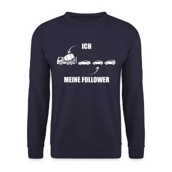 Ich und meine Follower - Betonmischer - Stau - Unisex Pullover - Navy - Vorne - Alina (178cm) & Michal (187cm)