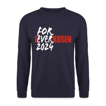 For Ever Leverkusen - Ich mag Leverkusen - Spruch - Unisex Pullover - Navy - Vorne - Alina (178cm) & Michal (187cm)