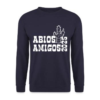 Abios Amigos 2025 - Abitur - Spruch - Unisex Pullover - Navy - Vorne - Alina (178cm) & Michal (187cm)