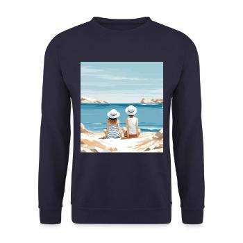 2 children contemplating the sea - Unisex Sweatshirt - navy - Front - Alina (178cm) & Michal (187cm)