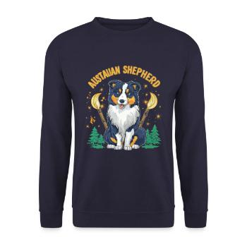 Berger Australien Magicien avec Baguette - Sweat-shirt Unisexe - marine - Devant - Alina (178cm) & Michal (187cm)