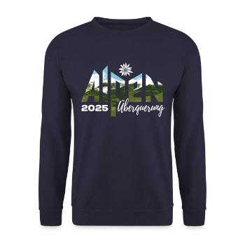 Alpenüberquerung Alpen Überquerung 2025 Edelweiß - Unisex Pullover - Navy - Vorne - Alina (178cm) & Michal (187cm)