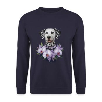 Süßer Dalmatiner mit Orchideen - Unisex Pullover - Navy - Vorne - Alina (178cm) & Michal (187cm)