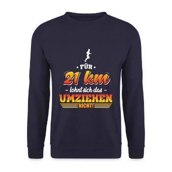 Marathon lustiger Spruch - Unisex Pullover - Navy - Vorne - Alina (178cm) & Michal (187cm)